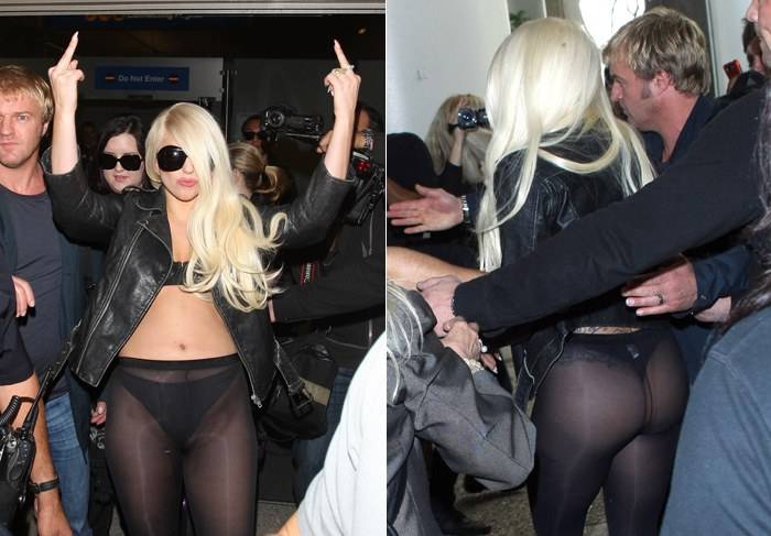 Lady Gaga desembarca nos EUA de bumbum de fora e mostra o dedo (1)